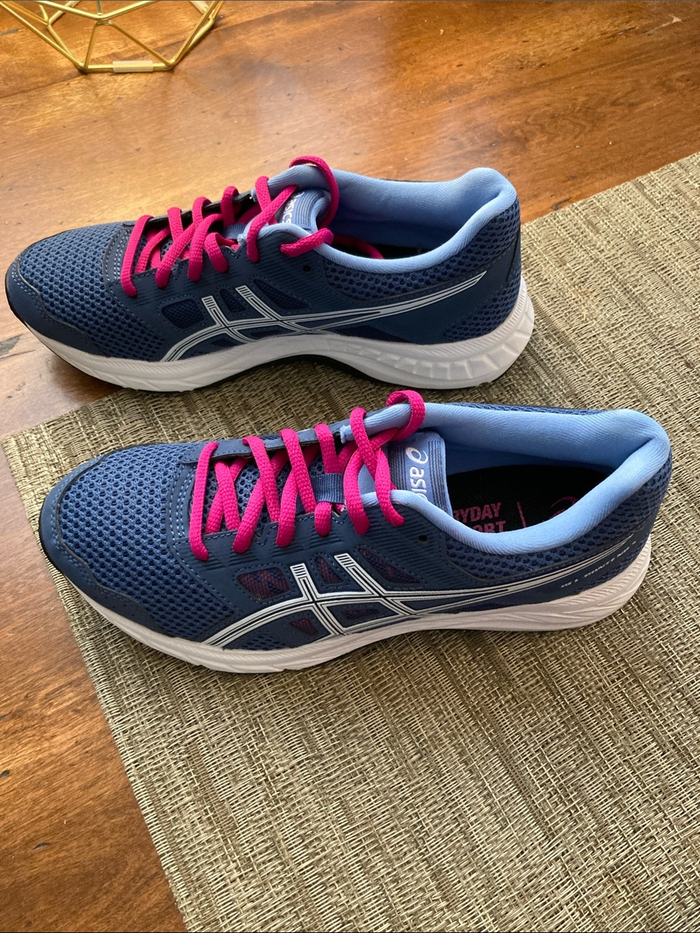 NEW, ASICS Gel Contend-5 Women's slate blue Athletic Sneakers with Pink Laces